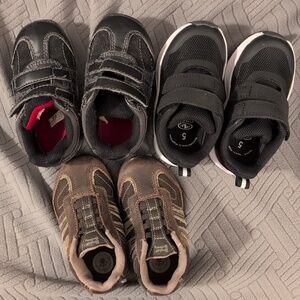 Kids Black Velcro Sneakers 3 Pair Nwot